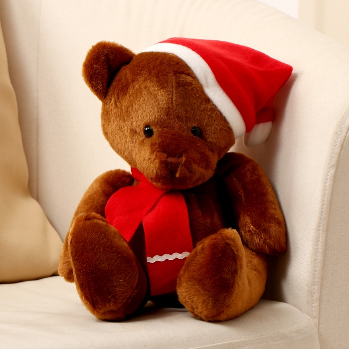 Мягкая игрушка «Медвежонок», в новогоднем колпаке, 20 см, цвет коричневый Мягкая игрушка «Медвежонок», в новогоднем колпаке, 20 см, цвет коричневый