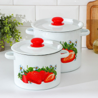 Набор кастрюль &laquo;Клубника садовая&raquo;, 2 предмета: 3,5 л, 5,5 л, индукция