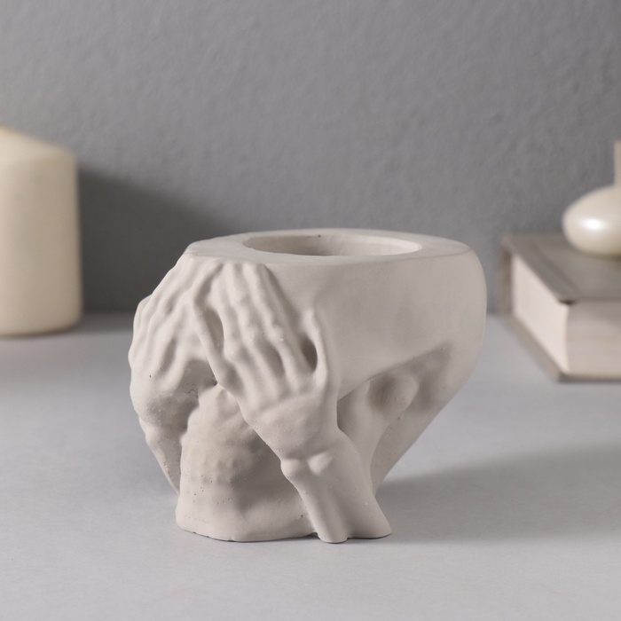 Подсвечник Подсвечник "Череп Прятки" 7*10см т.серый