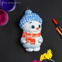 Новогодняя фигура под роспись с подвесом "Снеговик мальчик" 12х8см Новогодняя фигура под роспись с подвесом "Снеговик мальчик" 12х8см