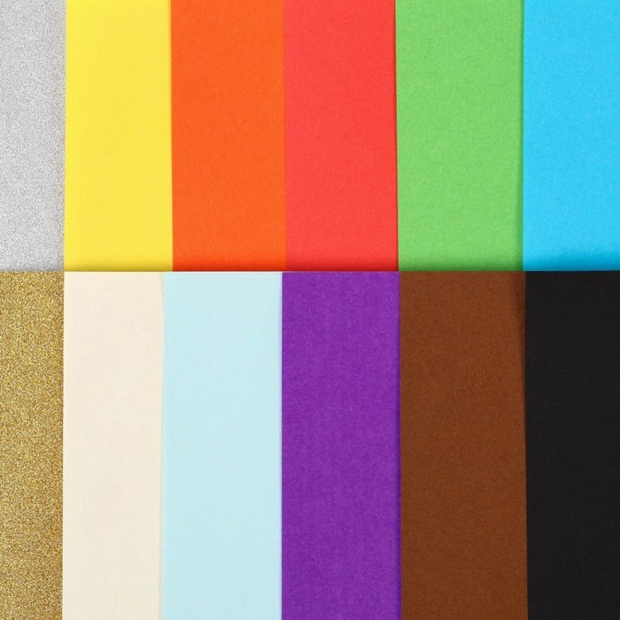 Бумага цветная с блестками, А4, 12 листов, 12 цветов, немелованная, двусторонняя, в папке, 80 г/м², Щенячий патруль Бумага цветная с блестками, А4, 12 листов, 12 цветов, немелованная, двусторонняя, в папке, 80 г/м², Щенячий патруль