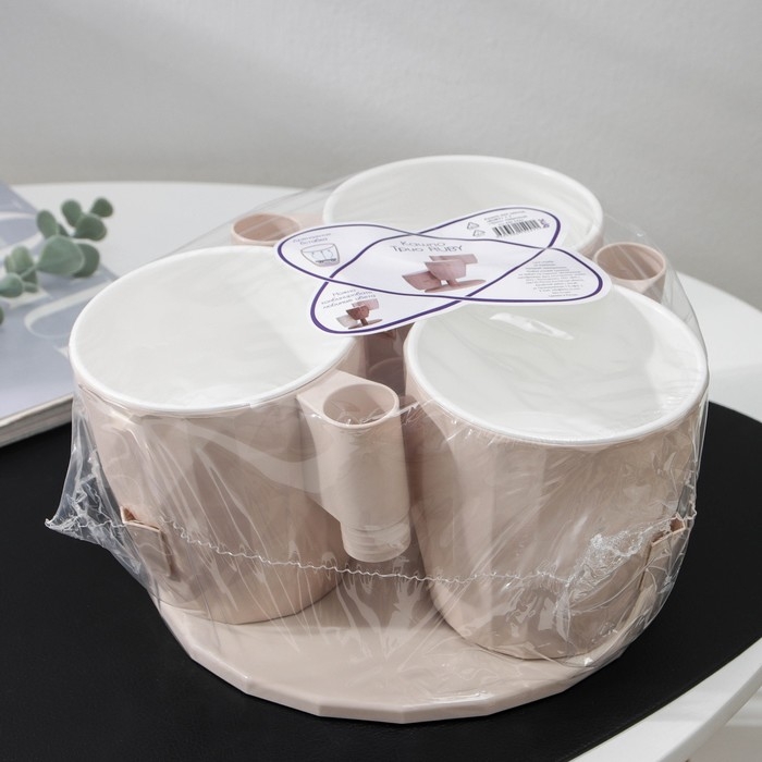 Кашпо многоярусное Ruby &laquo;Каскад&raquo;, 3 шт, 1 л, цвет пудровый