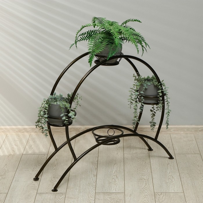 Подставка для цветов, напольная, на 4 горшка, d = 14 см, бронзовая, «Барабан» Подставка для цветов, напольная, на 4 горшка, d = 14 см, бронзовая, «Барабан»