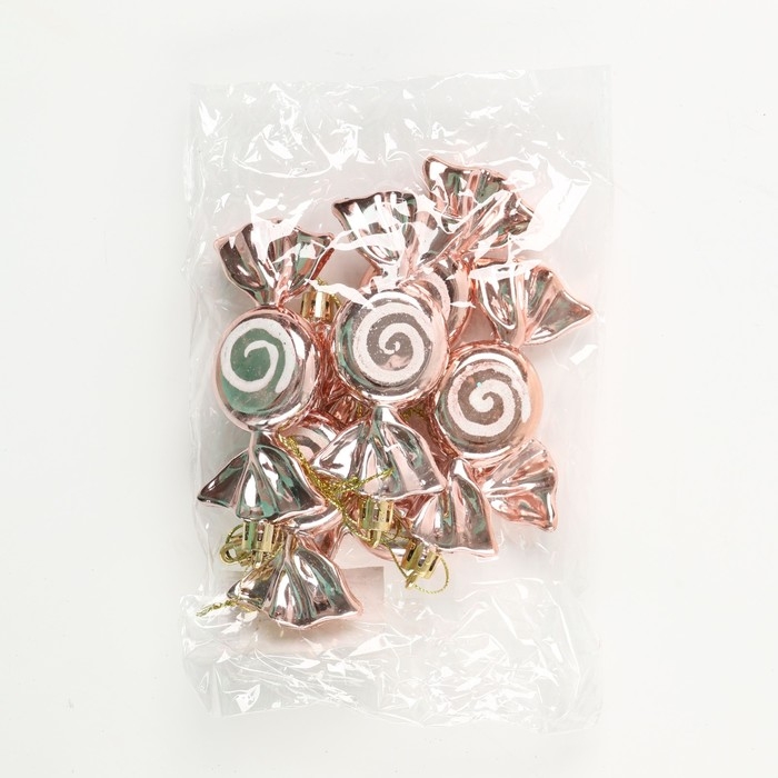 Ёлочные игрушки новогодние «Новый год: Конфетки», цвет розовый Ёлочные игрушки новогодние «Новый год: Конфетки», цвет розовый