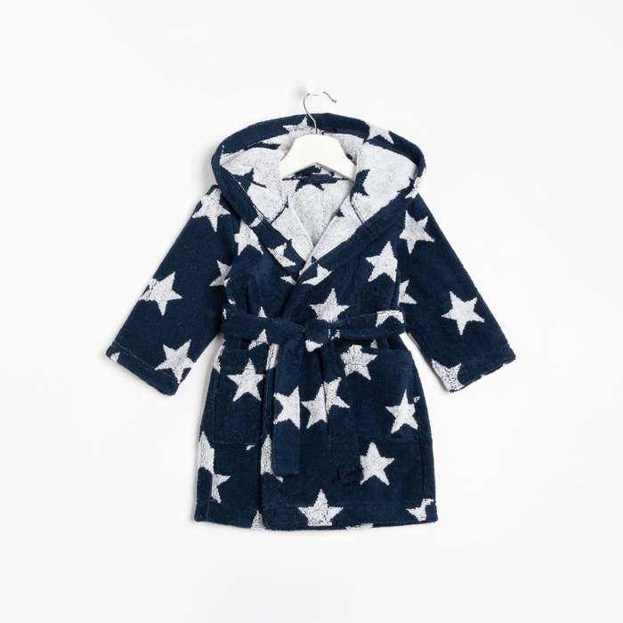 Халат махровый детский Крошка Я «Звездочки» размер 28, цвет синий, 100% хлопок 360 г/м2 Халат махровый детский Крошка Я «Звездочки» размер 28, цвет синий, 100% хлопок 360 г/м2