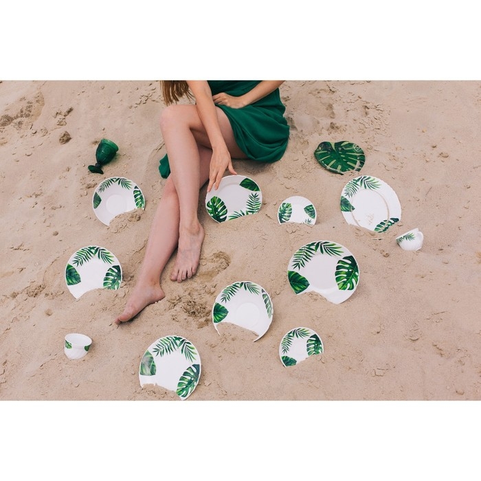 Тарелка обеденная Avvir &laquo;Лист папоротника&raquo;, d=25 см, стеклокерамика, цвет белый