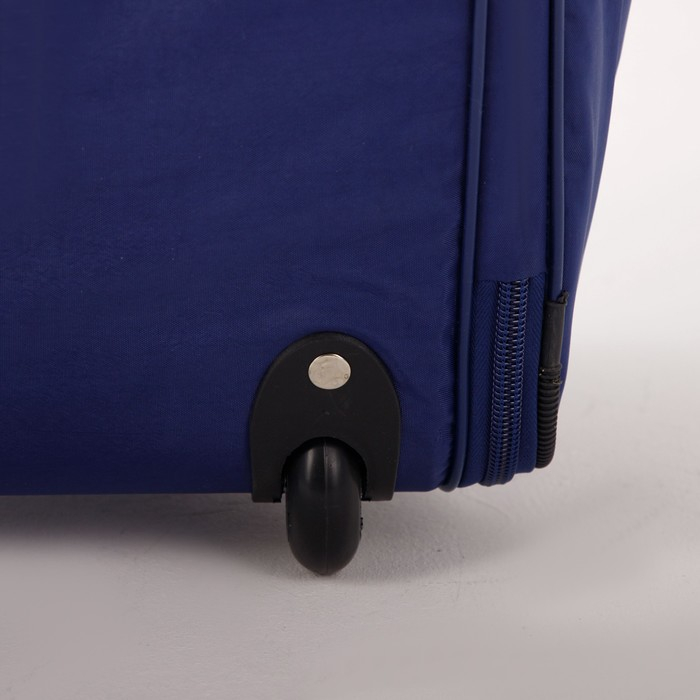Сумка дорожная на колёсах, 2 отдела на молниях, 2 наружных кармана, длинный ремень, цвет синий