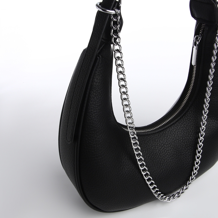 Сумка женская хобо на молнии TEXTURA, средний размер, цвет чёрный Сумка женская хобо на молнии TEXTURA, средний размер, цвет чёрный