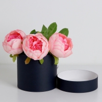 Подарочная коробка, круглая, чёрная,с шнурком, 12 х 12 см