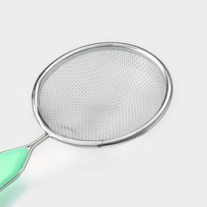 Сито для просеивания с ручкой Доляна &laquo;Хозяюшка&raquo;, d=8,5 см, цвет зелёный