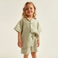 Костюм детский домашний (рубашка и шорты) SL HOME р 28 (86-92), светло-зеленый