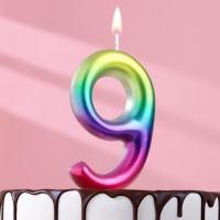 Свеча в торт "Акварель", цифра 9, 9 см, ГИГАНТ Свеча в торт "Акварель", цифра 9, 9 см, ГИГАНТ