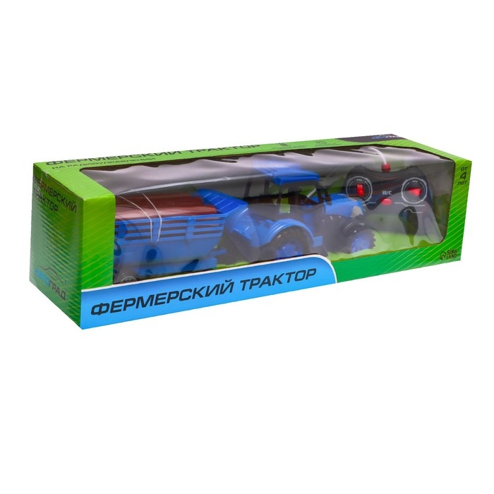 Трактор радиоуправляемый &laquo;Фермер&raquo;, с прицепом, работает от аккумулятора, цвет синий