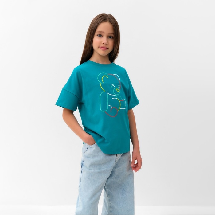 Футболка детская MINAKU "Gummy bear", цвет аквамарин, рост 116 см