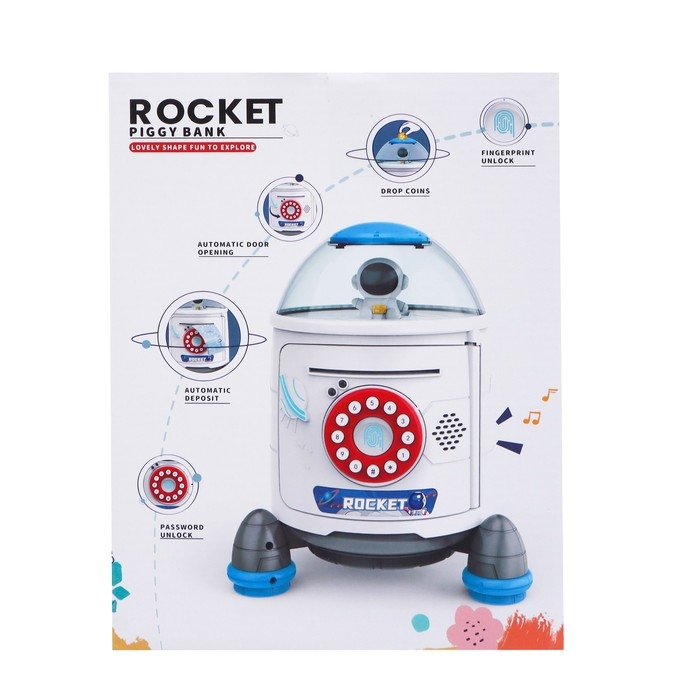 Копилка «Ракета», свет, звук, засасывает купюры, цвет белый Копилка «Ракета», свет, звук, засасывает купюры, цвет белый