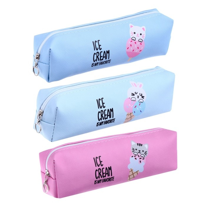 Пеналы школьный на молнии Пеналы школьный на молнии "Котик/Зайка", МИКС