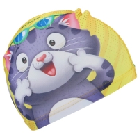 Шапочка для плавания детская ONLYTOP Swim &laquo;Кот и крокодил&raquo;, тканевая, обхват 46-52 см