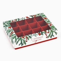 Коробка складная под 12 конфет &laquo;Новогодний аромат&raquo;, 14.4 х 18.4 х 3.8 см, Новый год