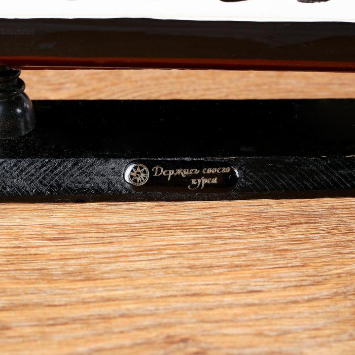 Корабль сувенирный большой «Рион», борта сине/чёрные, паруса бежевые с полосами, 50х44х10 см Корабль сувенирный большой «Рион», борта сине/чёрные, паруса бежевые с полосами, 50х44х10 см