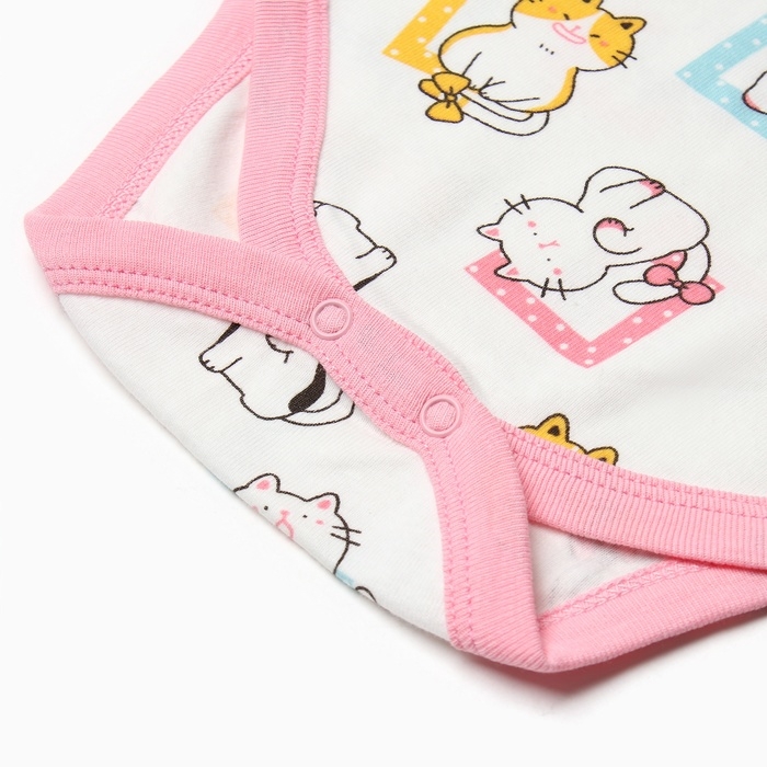 Боди детский, цвет белый/котята, рост 86 см