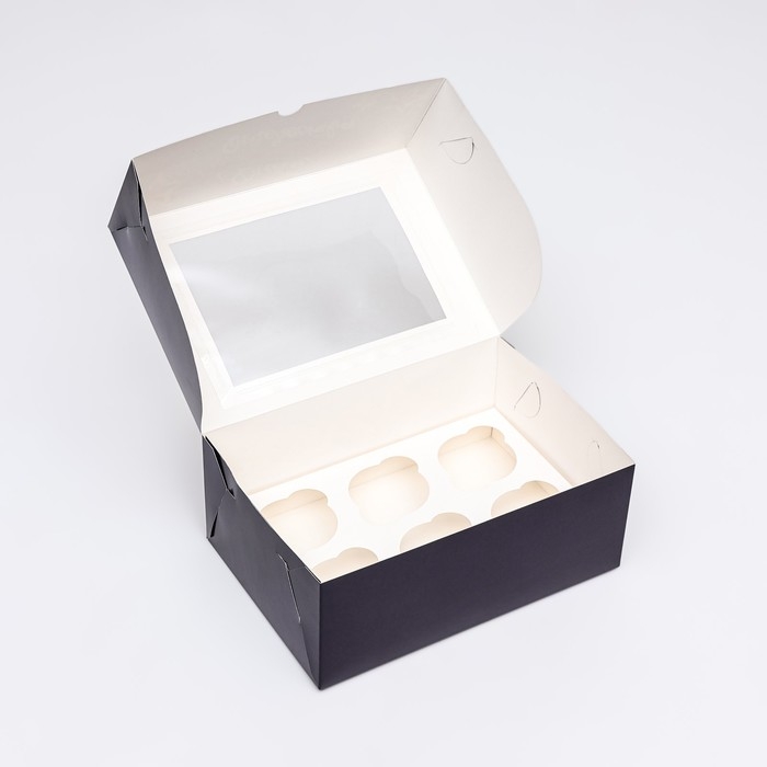 Упаковка под 6 капкейков с окном Упаковка под 6 капкейков с окном "23 февраля Звезды", 25 х 17 х 10 см