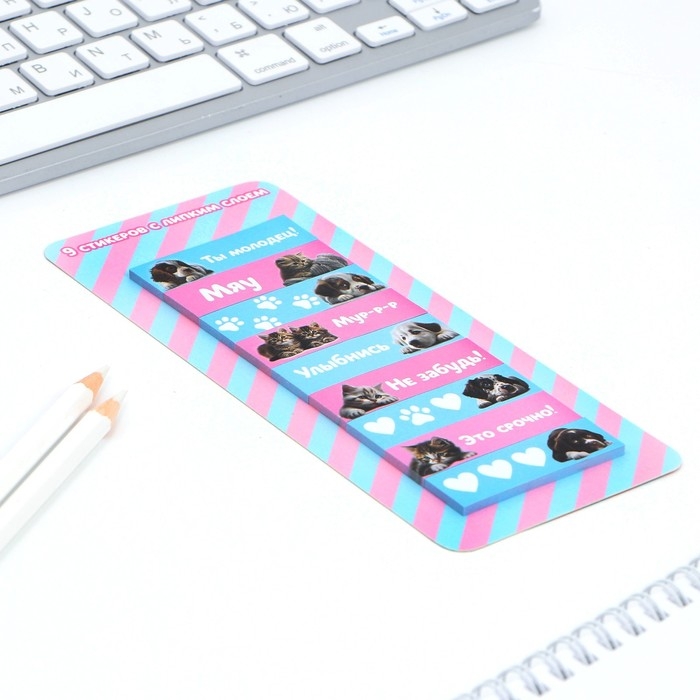 Набор стикеров закладок &laquo;Улыбнись&raquo;, 9 шт, 30 л