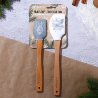 Новый год. Набор силиконовых лопаток &laquo;Новогоднего настроения&raquo;, 2 шт в наборе (26х5 см, 23.3х4.3 см)