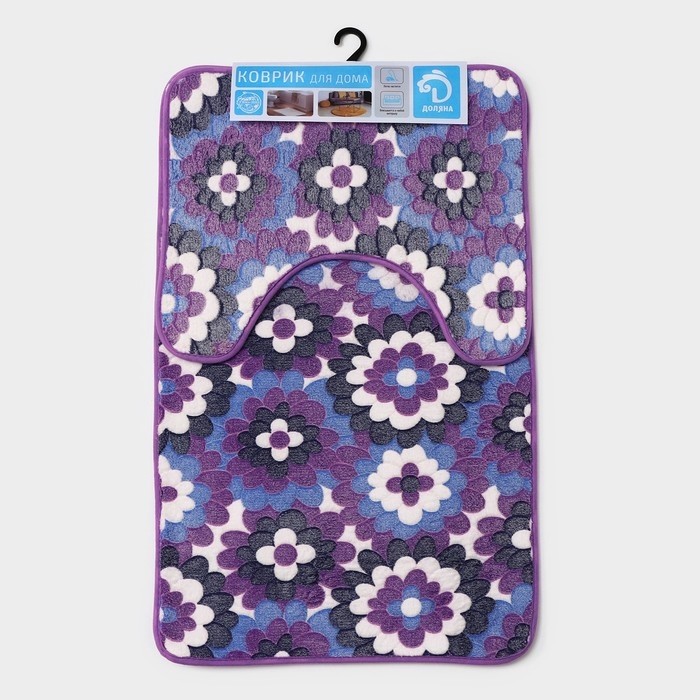 Коврики для ванной и туалета Доляна «Фиолетовые цветы», 2 шт: 40×50 см, 50×80 см Коврики для ванной и туалета Доляна «Фиолетовые цветы», 2 шт: 40×50 см, 50×80 см
