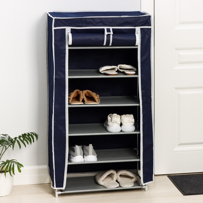 Обувница, 6 ярусов, 57&times;28&times;107 см, цвет синий
