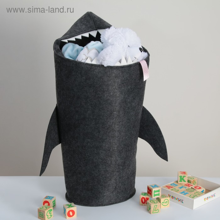 Корзина для хранения Funny &laquo;Акула&raquo;, 31&times;26&times;75 см, цвет тёмно-серый
