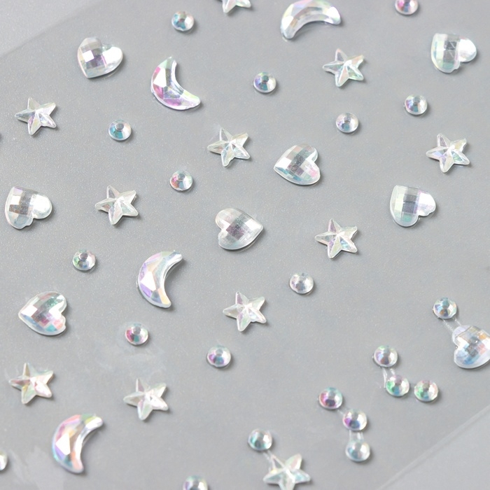 Наклейка пластик стразы "Россыпь" серебро 11х7,8 см