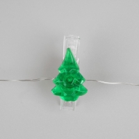 Гирлянда &laquo;Нить&raquo; 2 м роса с насадками &laquo;Прищепки-ёлочки&raquo;, IP20, серебристая нить, 20 LED, батарейки ААх2 (не в комплекте), свечение тёплое белое