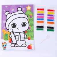 Сияющая фреска на новый год &laquo;Веселый снеговик&raquo;&lrm;, 21 х 29,7 см, новогодний набор для творчества