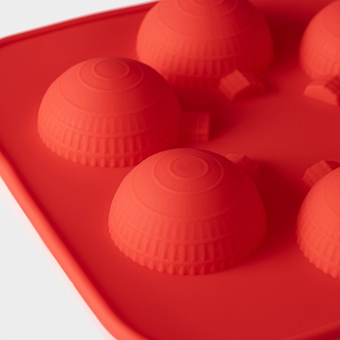 Форма для шоколада новогодняя Доляна «Шар», силикон, 15×15×2 см, 6 ячеек, цвет красный Форма для шоколада новогодняя Доляна «Шар», силикон, 15×15×2 см, 6 ячеек, цвет красный