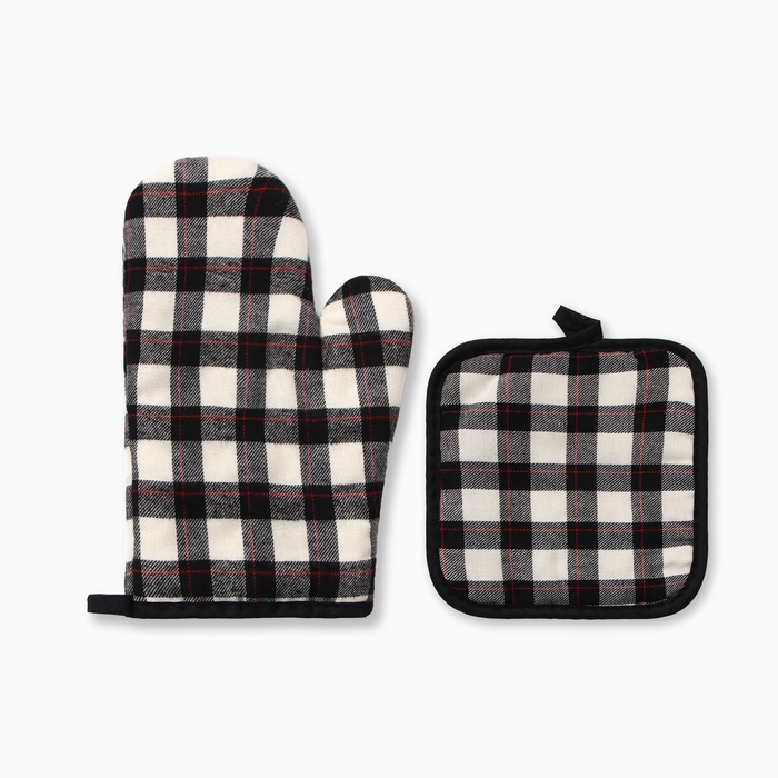 Кух.набор 2 пр. Этель Клетка цв.черный прих.17*17см, варежка-прихв. 26*16см,100%п/э Кух.набор 2 пр. Этель Клетка цв.черный прих.17*17см, варежка-прихв. 26*16см,100%п/э