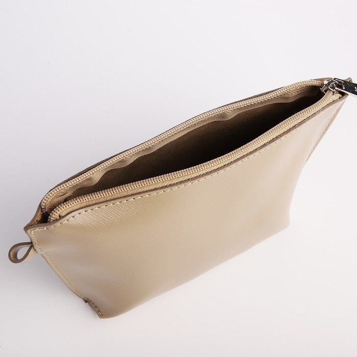 Сумка женская на молнии, с косметичкой, цвет бежевый