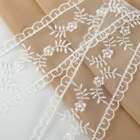 Кружево на сетке, 50 мм &times; 11 &plusmn; 1 м, цвет айвори
