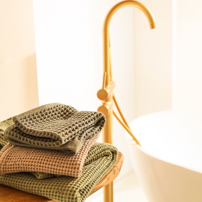 Полотенце вафельное SL HOME: Linen "Олива" 60х140 см, 51% лён, 49% хлопок, 235 г/м2