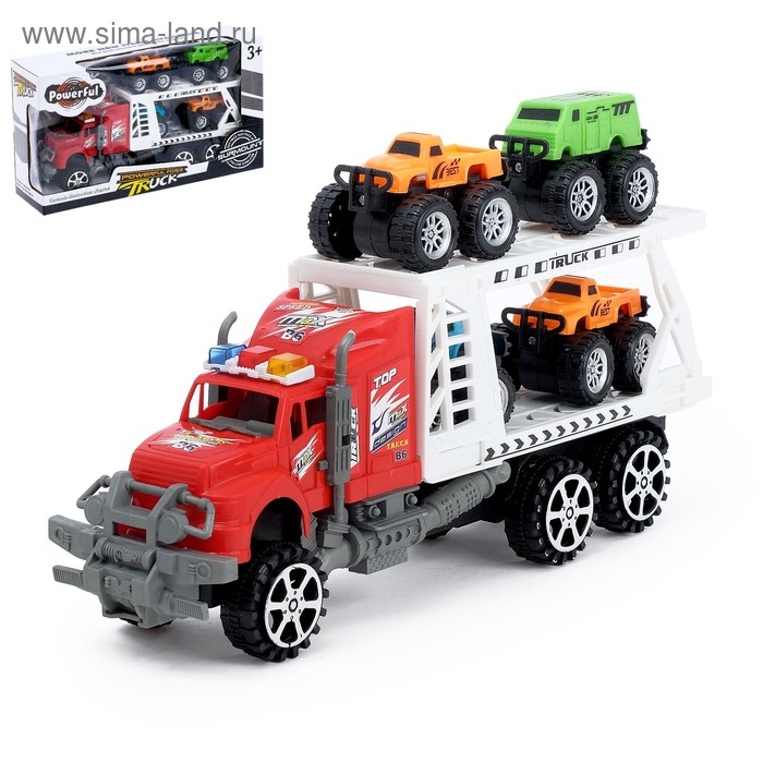 Грузовик инерционный «Перевозчик» с 4 машинами, МИКС Грузовик инерционный «Перевозчик» с 4 машинами, МИКС