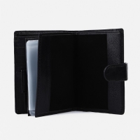Портмоне мужское на кнопке, 3 в 1, для автодокументов, паспорта, карт, купюр, цвет чёрный Портмоне мужское на кнопке, 3 в 1, для автодокументов, паспорта, карт, купюр, цвет чёрный