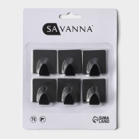 Крючки самоклеющиеся SAVANNA Black Loft, 6 шт, металл, 3,5×3,8×1,8 см, цвет чёрный Крючки самоклеющиеся SAVANNA Black Loft, 6 шт, металл, 3,5×3,8×1,8 см, цвет чёрный