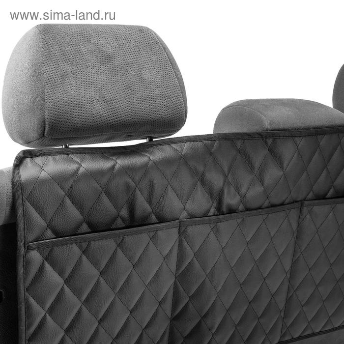 Органайзер на спинку сиденья в багажник Cartage, экокожа, ромб, черный, 95 х 40 см Органайзер на спинку сиденья в багажник Cartage, экокожа, ромб, черный, 95 х 40 см