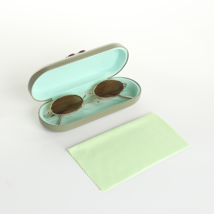 Футляр для очков на хлопушке, длина 16 см, цвет зелёный Футляр для очков на хлопушке, длина 16 см, цвет зелёный