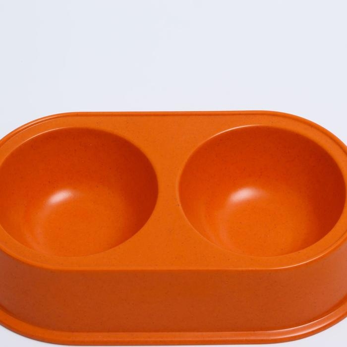 Миска бамбуковая двойная, 23,5 х 13 х 5 см, оранжевая Миска бамбуковая двойная, 23,5 х 13 х 5 см, оранжевая