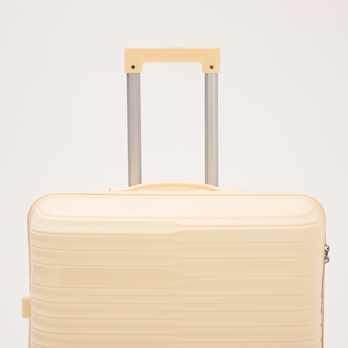 Чемодан большой 100 л (L), отдел на молнии, кодовый замок, 4 колеса, цвет бежевый