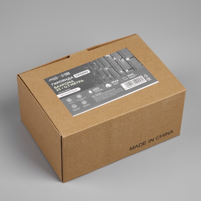 Гирлянда «Бахрома» 25 × 0.7 м, IP44, УМС, тёмная нить, 450 LED, свечение белое, мерцание, 220 В Гирлянда «Бахрома» 25 × 0.7 м, IP44, УМС, тёмная нить, 450 LED, свечение белое, мерцание, 220 В