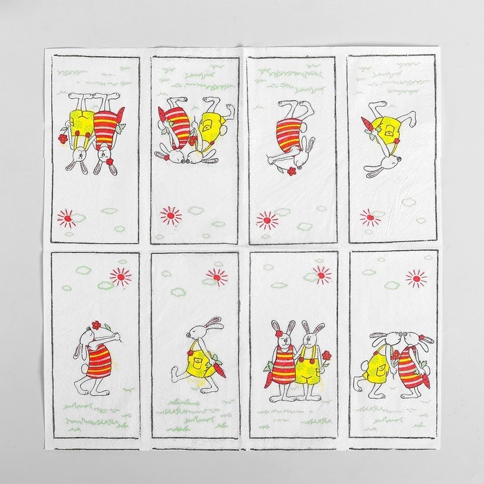 Салфетки бумажные &laquo;Пасхальные кролики&raquo;, 33х33 см, набор 20 шт.