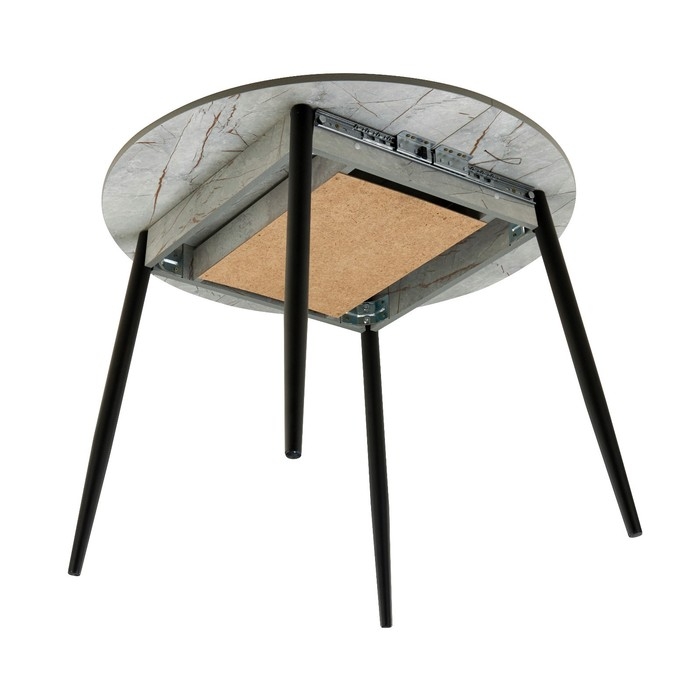 Стол раздвижной круглый "Орион", 950/1250х950х750, ноги металл Чёрный/Каспий светлый