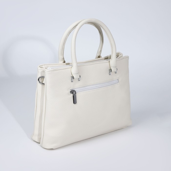 Сумка-тоут на молнии, 2 наружных кармана, цвет белый Сумка-тоут на молнии, 2 наружных кармана, цвет белый