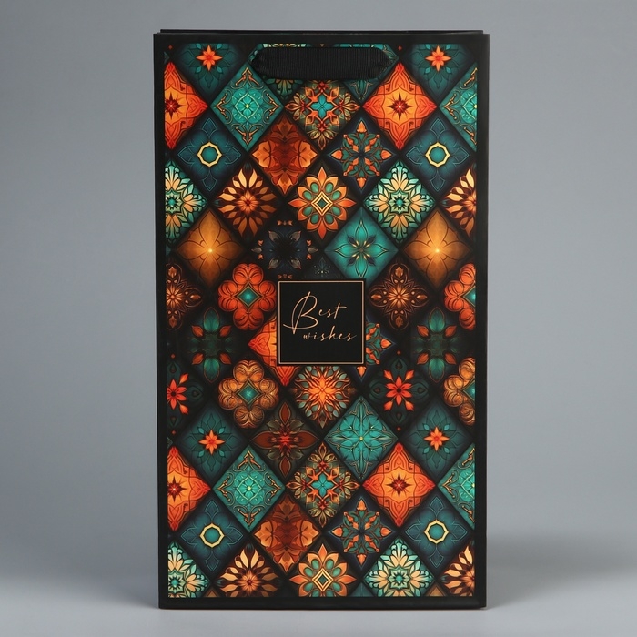 Пакет подарочный под две бутылки, упаковка, «Best wishes», 35 х 20 х 9 см Пакет подарочный под две бутылки, упаковка, «Best wishes», 35 х 20 х 9 см